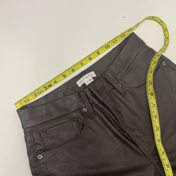 Good American Faux Leather Moto Style Pants Chocolate Brown Size 2 / 26 FLAW - Picture 8 of 10